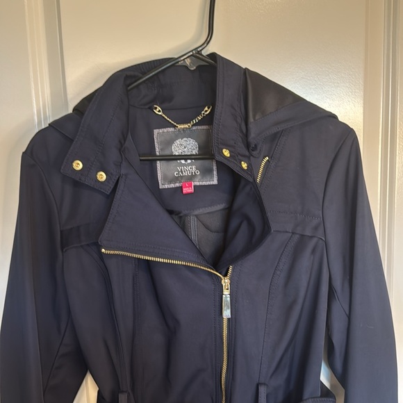 Vince Camuto Blue Belted Rain Jacket - Picture 5 of 13